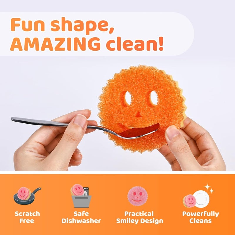 Treeroot 12 Colorful Smile Scrub Sponges, Temperature Controlled Dish Sponge, Double Sided Bulk Kitchen Sponges for Cleaning, Multi Functional Cleaning Sponge for Kitchen, Bathroom, Floor - Image 2